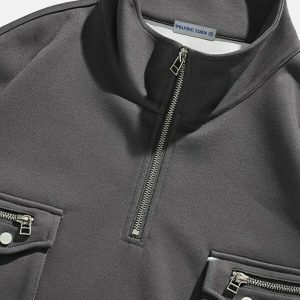 retro zip up pocket sweatshirt [edgy] 5035